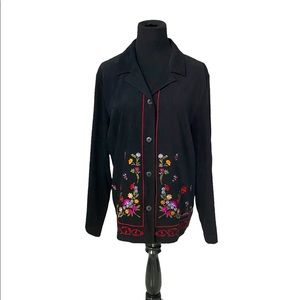 JM Collection Vintage Embroidered Floral Blazer Size 16